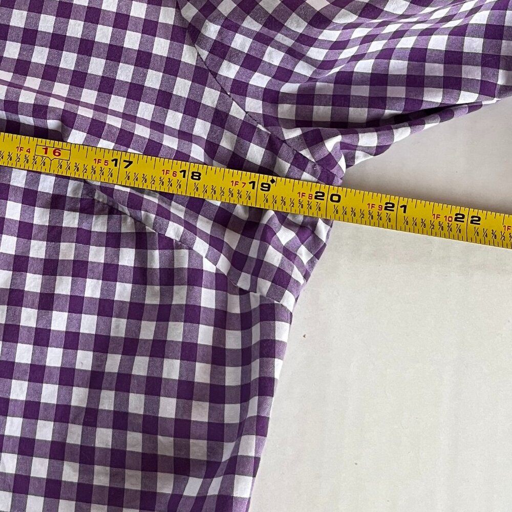 J. Crew Sz 10 Purple Gingham Lightweight Cotton Shirt in Signature Fit Button Up - Picture 6 of 8